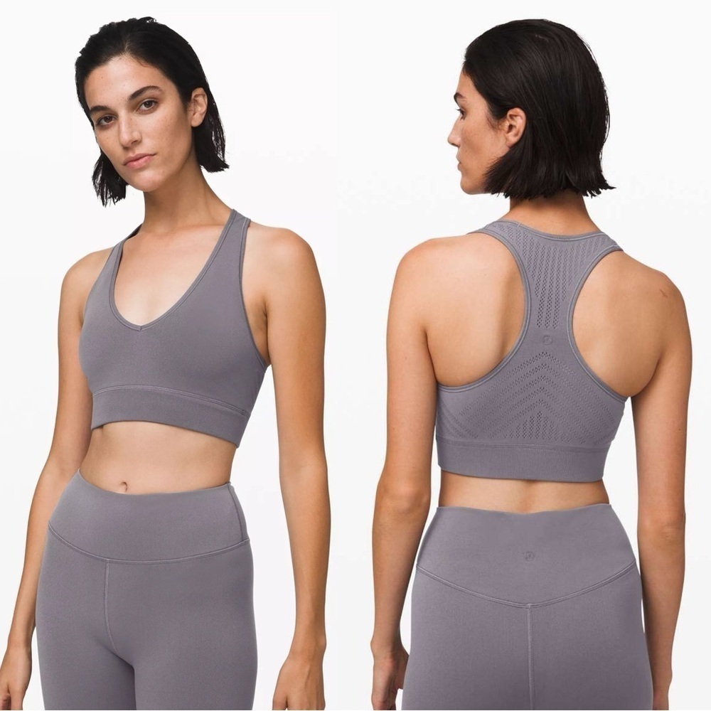Lululemon Reveal Bra Mesh Stripes Grey